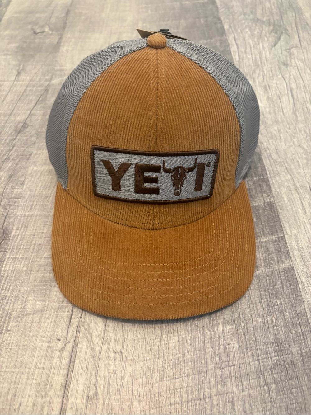 YETI Steer Flat Brim Hat Ochre Corduroy Trucker Snapback NWT